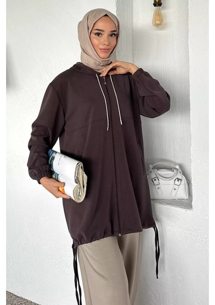 Kapüşonlu Sırt Nakışlı Tesettür Tunik P-00018847 fiyatları