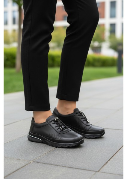 Siyah Hakiki Deri Kadın Casual Ayakkabı modelleri