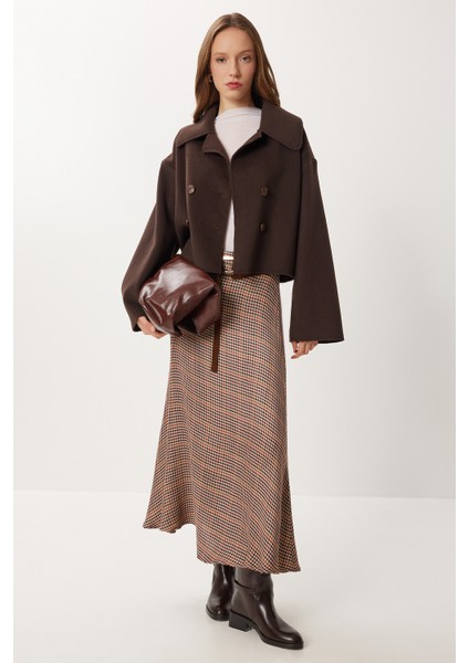 Kruvaze Kısa Kaşe Kaban LRG0053 Kahverengi