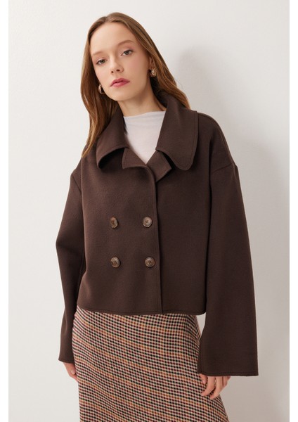 Kruvaze Kısa Kaşe Kaban LRG0053 Kahverengi modelleri