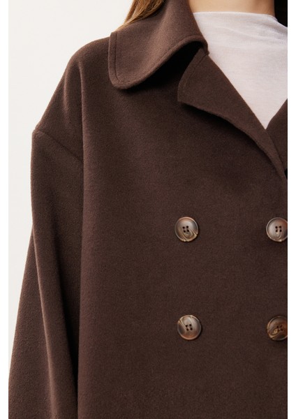 Kruvaze Kısa Kaşe Kaban LRG0053 Kahverengi fırsatları