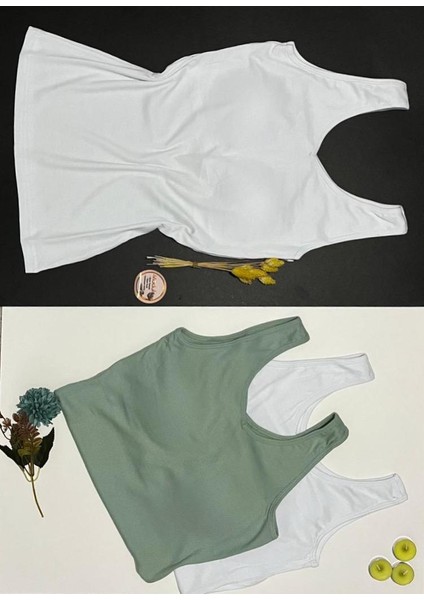 Kadın Atlet Sütyenli V Yaka Modal 2 Adet Beyaz Renk Pedli Atlet-Bluz-T-Shirt (Kota) fiyatları