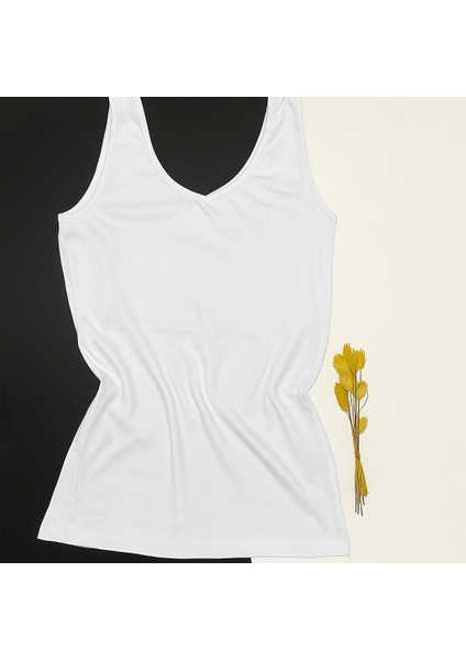 Kadın Atlet Sütyenli V Yaka Modal 2 Adet Beyaz Renk Pedli Atlet-Bluz-T-Shirt (Kota) fırsatları