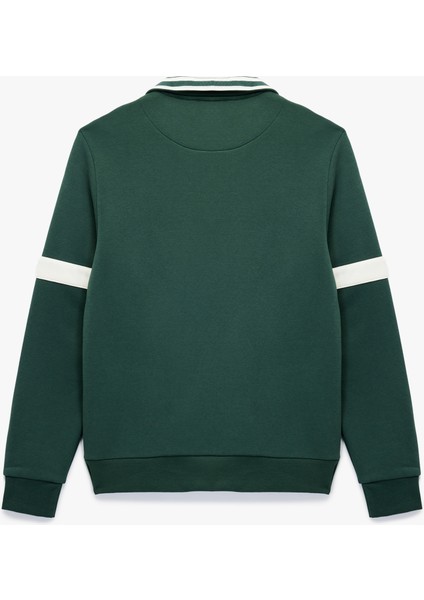 Şardonlu Uzun Kollu Kolej Nakışlı Renk Kontrastlı Yarım Fermuarlı Sweatshirt modelleri