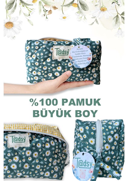 %100 Pamuk Makyaj ve Kozmetik Çantası | 22X12X10 cm | Seyahat Organizer modelleri