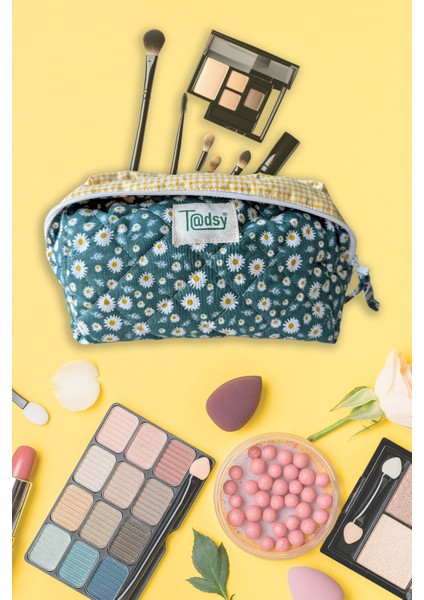 %100 Pamuk Makyaj ve Kozmetik Çantası | 22X12X10 cm | Seyahat Organizer fırsatları