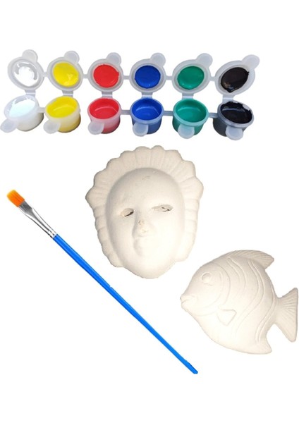 Hayal Sepeti Mini Seramik Boyama Seti Akrilik Boya Fırça 7X8CM