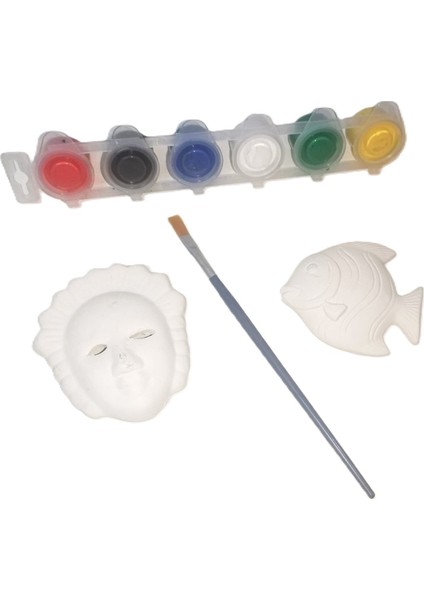 Hayal Sepeti Mini Seramik Boyama Seti Akrilik Boya Fırça 7X8CM fırsatları