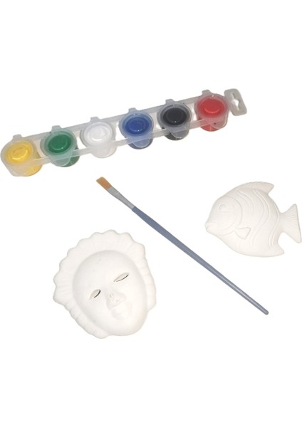 Hayal Sepeti Mini Seramik Boyama Seti Akrilik Boya Fırça 7X8CM