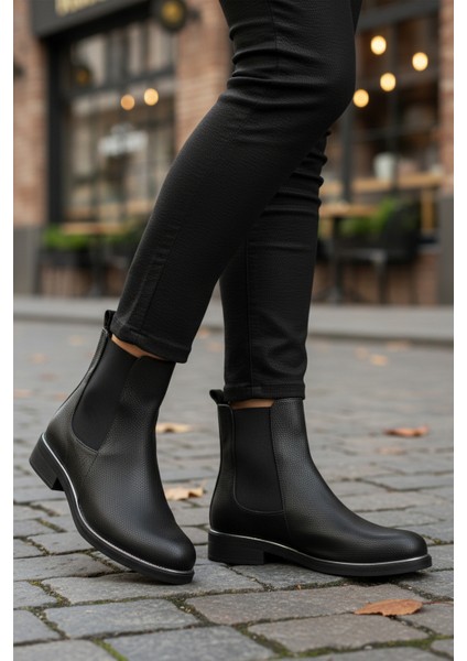 Siyah Floter Kürklü Kadın Chelsea Bot modelleri