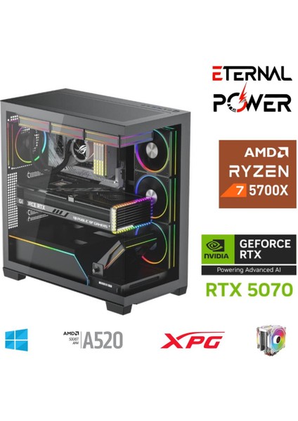 E.power Ryzen 7 5700X 32G Ddr4 1tb M.2 RTX5070 A520 T750W