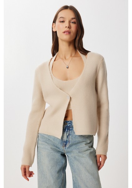 2'li Triko Bluz-Hırka Takım LAN0078 Bej modelleri