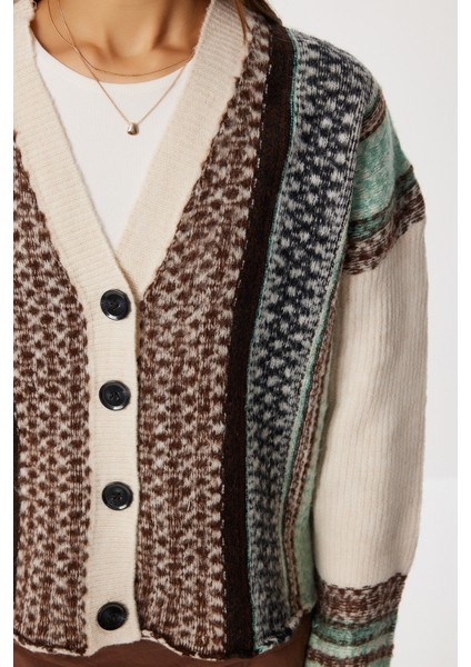 Yumuşak Dokulu Desenli Triko Hırka LRW0009 Taş Kahverengi fırsatları