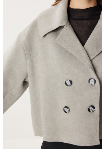 Kruvaze Kısa Kaşe Kaban LRG0053 Gri modelleri