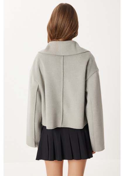 Kruvaze Kısa Kaşe Kaban LRG0053 Gri fırsatları