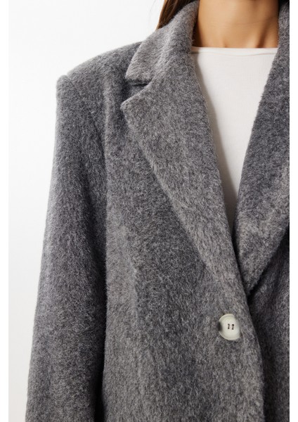 Yumuşak Tüylü Düz Kesim Blazer Ceket LRG0056 Antrasit fırsatları