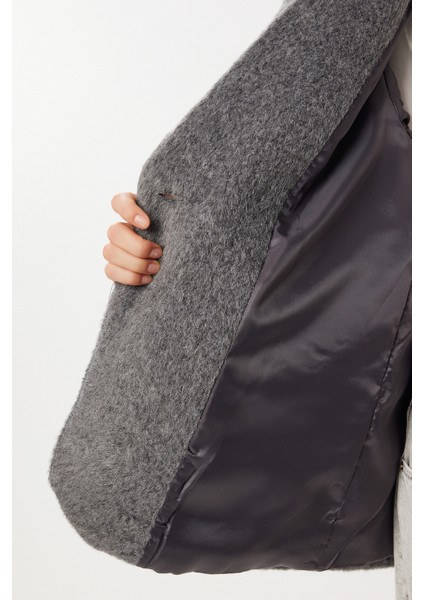 Yumuşak Tüylü Düz Kesim Blazer Ceket LRG0056 Antrasit indirimleri