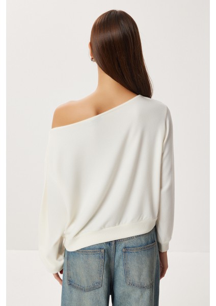 Asimetrik Halkalı Yumoş Bluz LUB0311 Kemik fırsatları