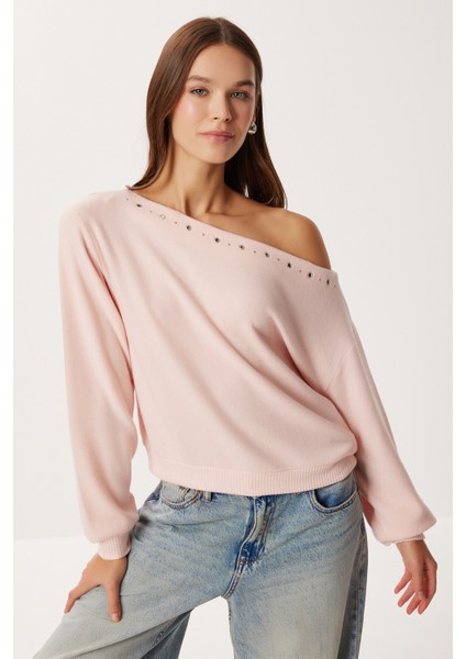 Asimetrik Halkalı Yumoş Bluz LUB0311 Pembe fiyatları