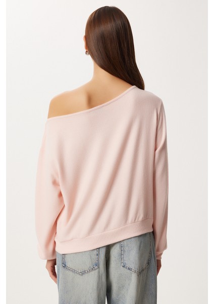 Asimetrik Halkalı Yumoş Bluz LUB0311 Pembe indirimleri