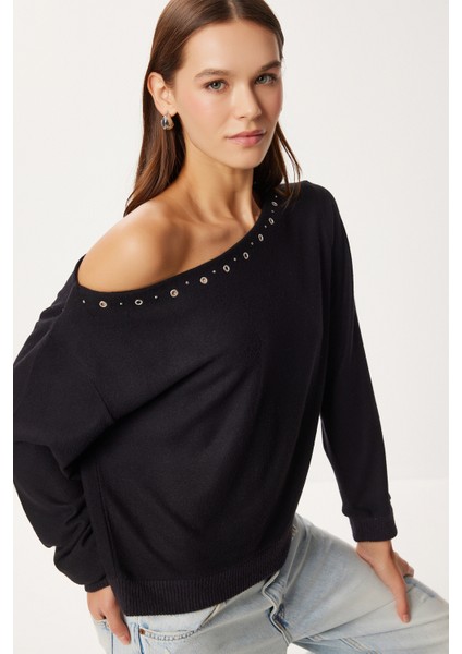 Asimetrik Halkalı Yumoş Bluz LUB0311 Siyah fiyatları