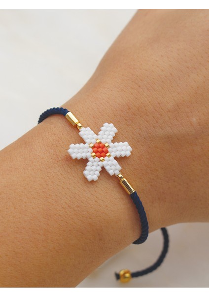 El Yapımı Miyuki Çiçek Desenli Bileklik