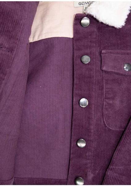 Fitilli Kadife Peluş Yaka Mor Kışlık Kız Çocuk Mont modelleri