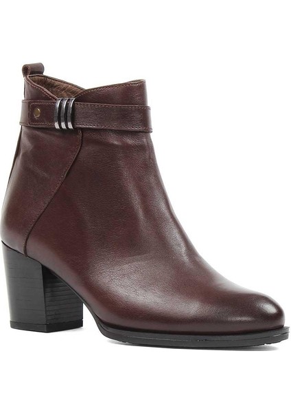 Kadın Kahverengi Fermuarlı Deri Bot fiyatları