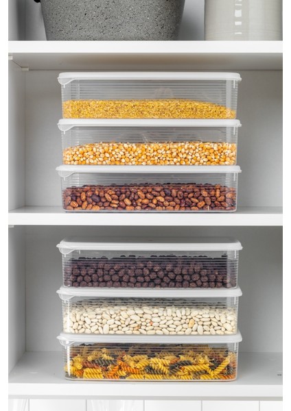 6 Adet 3,5 Lt Sızdırmaz Göstergeli Dikdörtgen Saklama Kabı Seti Şeffaf fırsatları