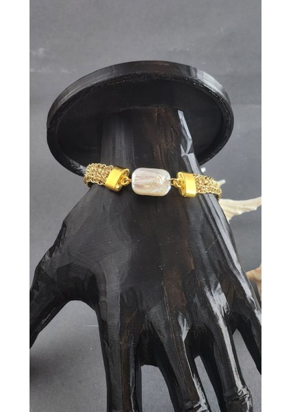 Özel Tasarım Barok Incili Örme Bileklik (24 Cm) modelleri