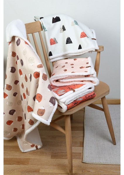 Fluffy Bebek Battaniyesi 80x100 Cm Poyraz Kundak Puset Çift Taraflı Koyun Tüyü Battaniye 100x80