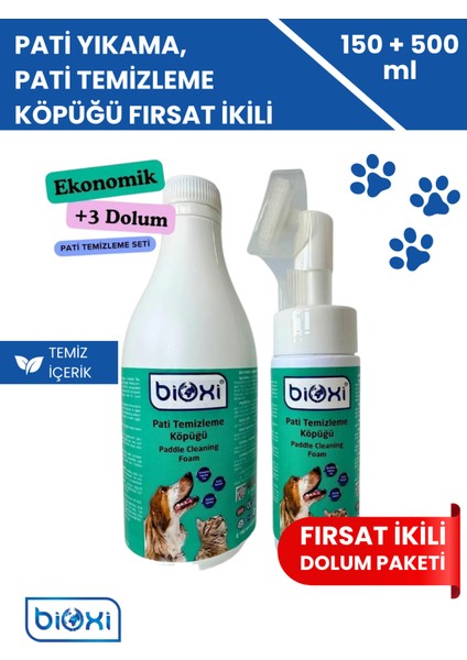 ® Köpek ve Kedi Pati Temizleme Köpüğü Ek Dolum Seti - Ekonomik Temizlik Çözümü (500 ml + 150 Ml)