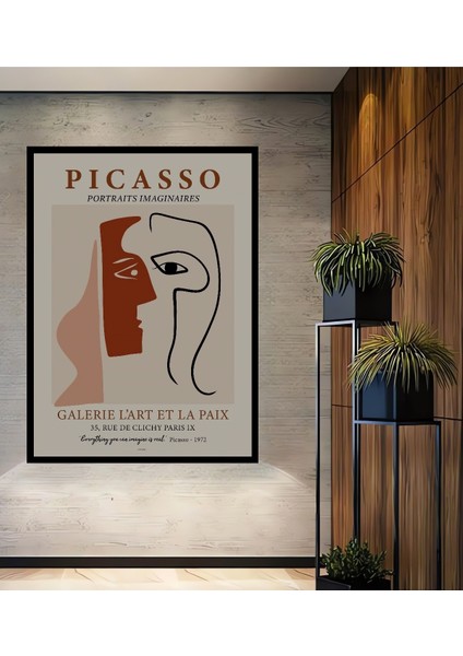 Dekoratif Ahşap Dikdörtgen Tablo Picasso Portreler Çerçeve Görünümlü