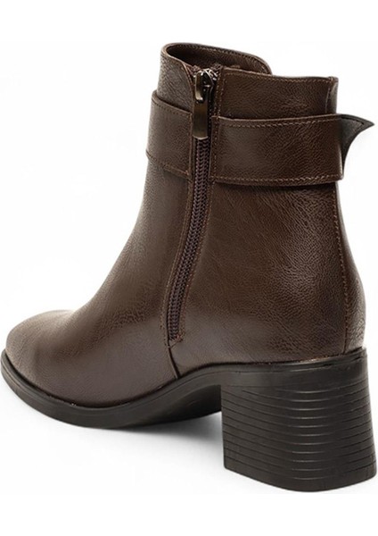 Kahve Femuarlı Topuklu Tokalı Günlük Kadın Bot modelleri