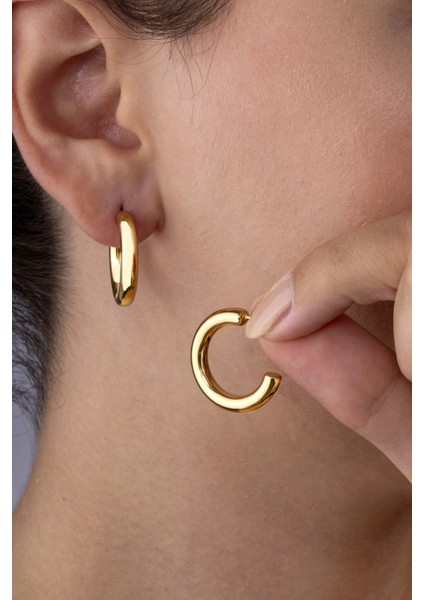 Altın Kaplama Halka Çelik Küpe