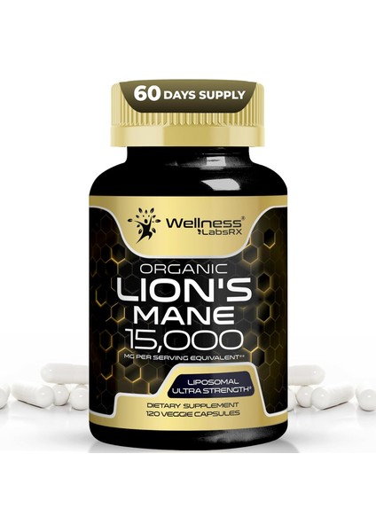 Wellness Labs Lions Mane Real Mushroom Brain, Memory And Focus Cognitive Immune 120 Caps