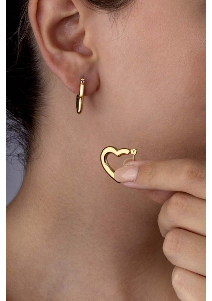 Altın Kaplama Kapli Çelik Küpe