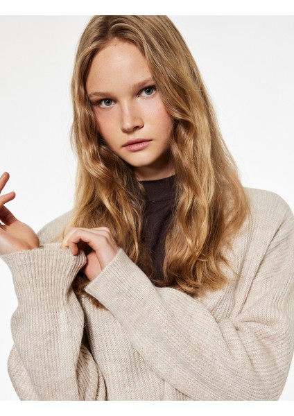 Uzun Kollu V Yaka Basic Triko Kazak modelleri