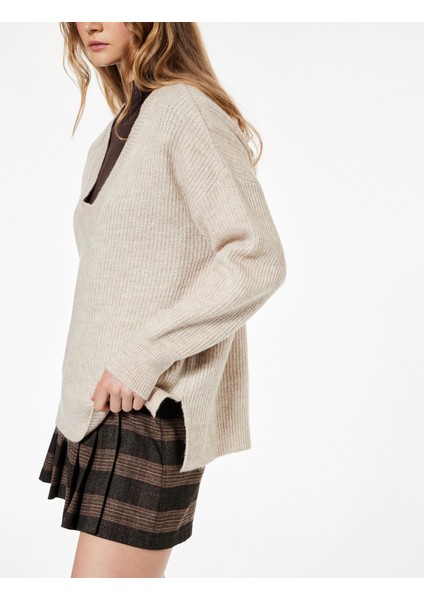 Uzun Kollu V Yaka Basic Triko Kazak