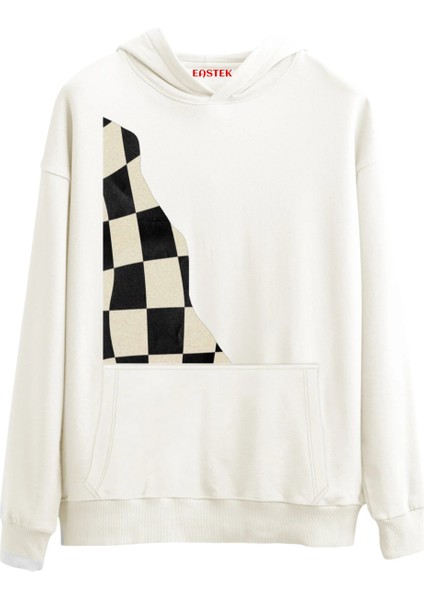 Kare Kesit Hoodie Baskılı Premium 3 Iplik Şardonlu Kapüşonlu Unisex, Kadın, Erkek Hoodie Sweatshirt