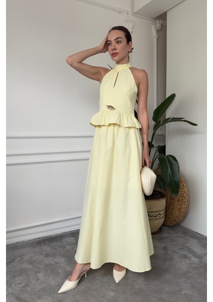 Gold Broşlu Premium Etekli Takım- Sarı