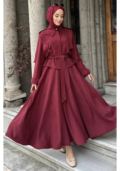 Pelerinli ve Kemerli Ceket Etek Tesettür Ikili Takım P-00018944 fiyatları