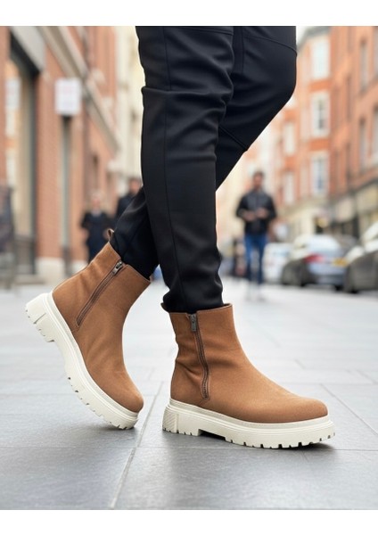 Fermuarlı Erkek Klasik Bot Taba Süet (Krem Taban) fiyatları