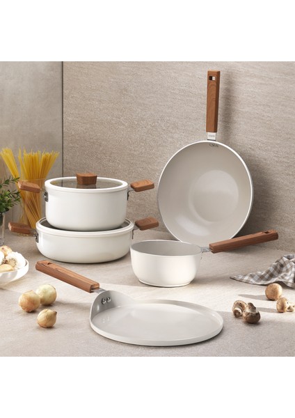 Ceramoni Seramik Krep Tava 26 Cm-Krem