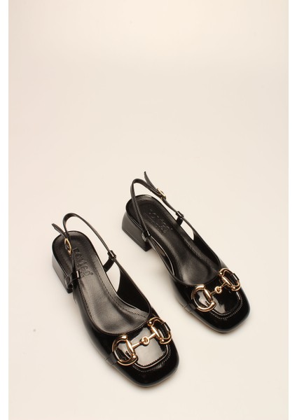 Idil Siyah Rugan Tokalı Kadın Topuklu