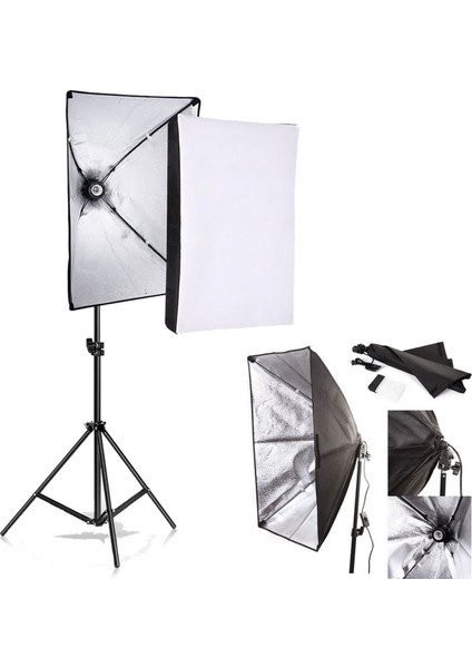 50 x 70 cm Softbox 2'li Sürekli Işık Seti Strobist Set Taşıma Çantalı 20 Watt Led Lambalı fiyatları