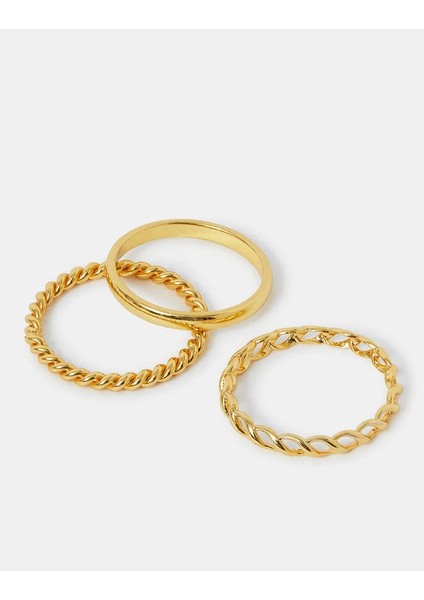 Z Band Yüzük Set x 3 Small 14 Ayar Altın Kaplama