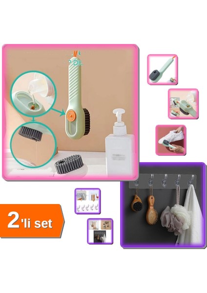 Ayakkabı Temizleme Fırçası + Çok Amaçlı 5li Yapışkan Askı Seti – Ev İçi Pratik Çözüm V4B7KQ