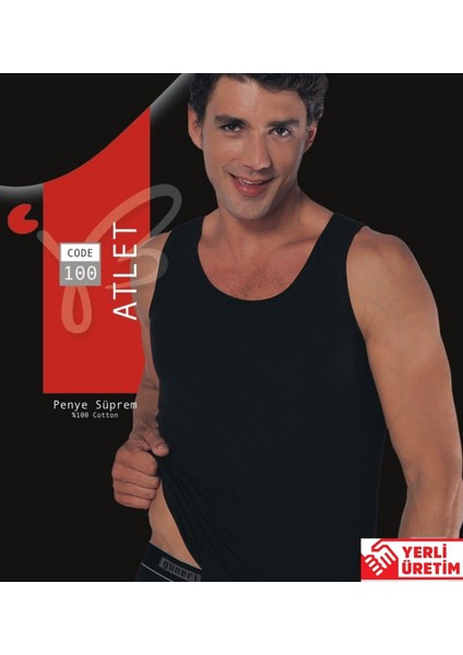 Erkek Siyah Süprem Atlet Yüzde Yüz Pamuklu Atlet 3'lü Paket 100-3S