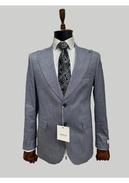 Gri Melanj Açık Mavi Kruvaze Takım Elbise – Modern Fit fırsatları